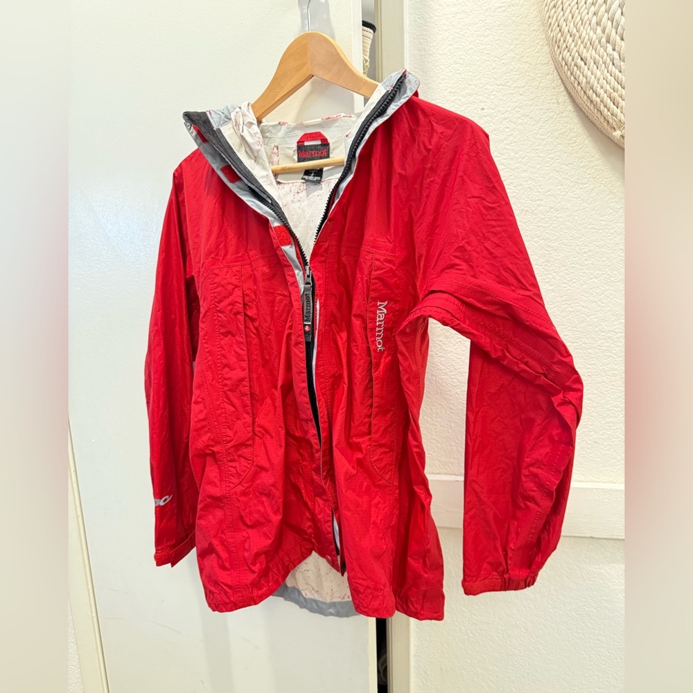 Marmot red full zip hooded jacket small